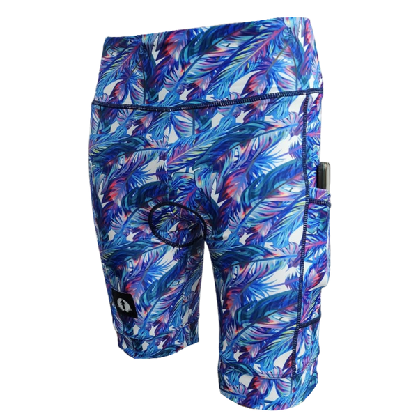 High Waist Ladies Cycling Shorts Feathers Funky Pants