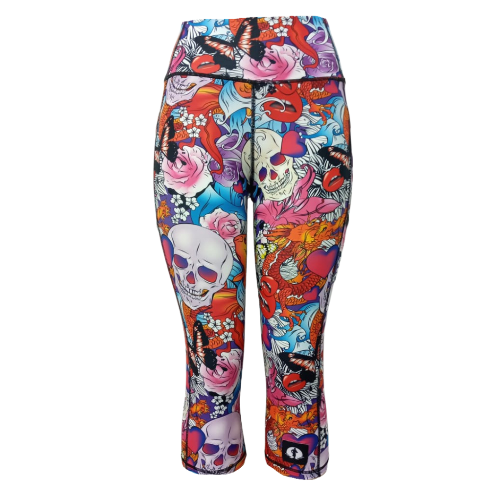 High Waist Funky 3/4 Leggings - Royalty - Funky Pants