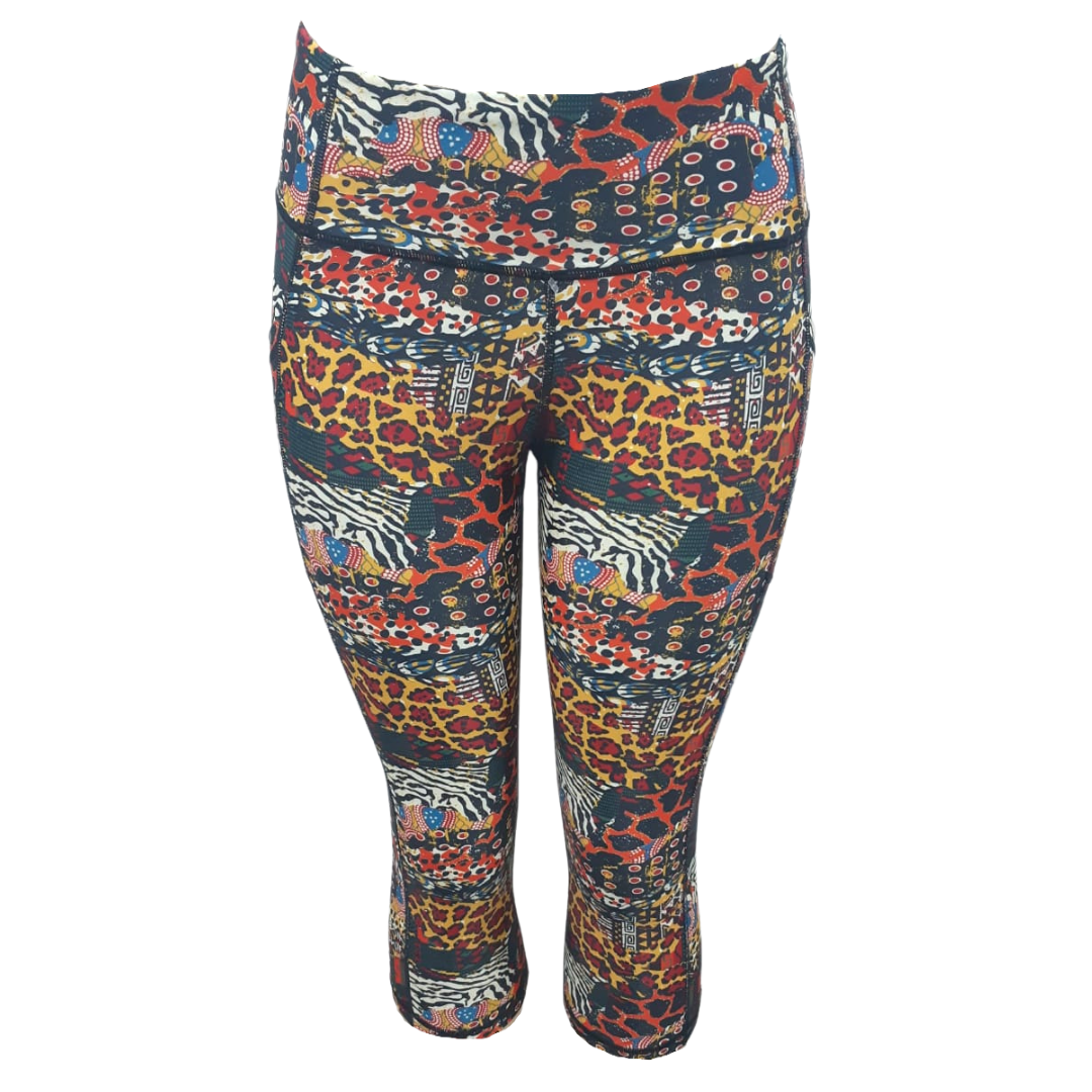 High Waist Funky 3/4 Leggings - Royalty - Funky Pants